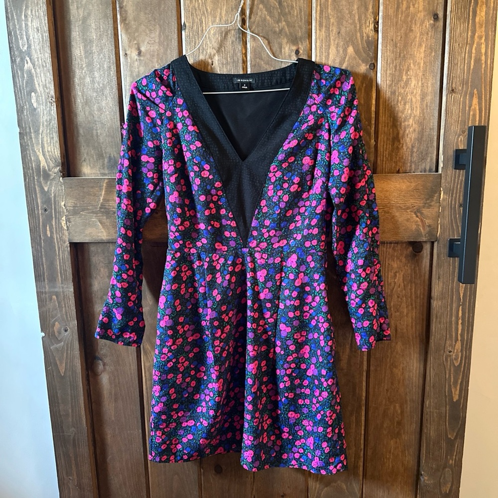 I love Ronson Black Cottage Core Prairie Print Floral Long Sleeve Dress  Size 4
